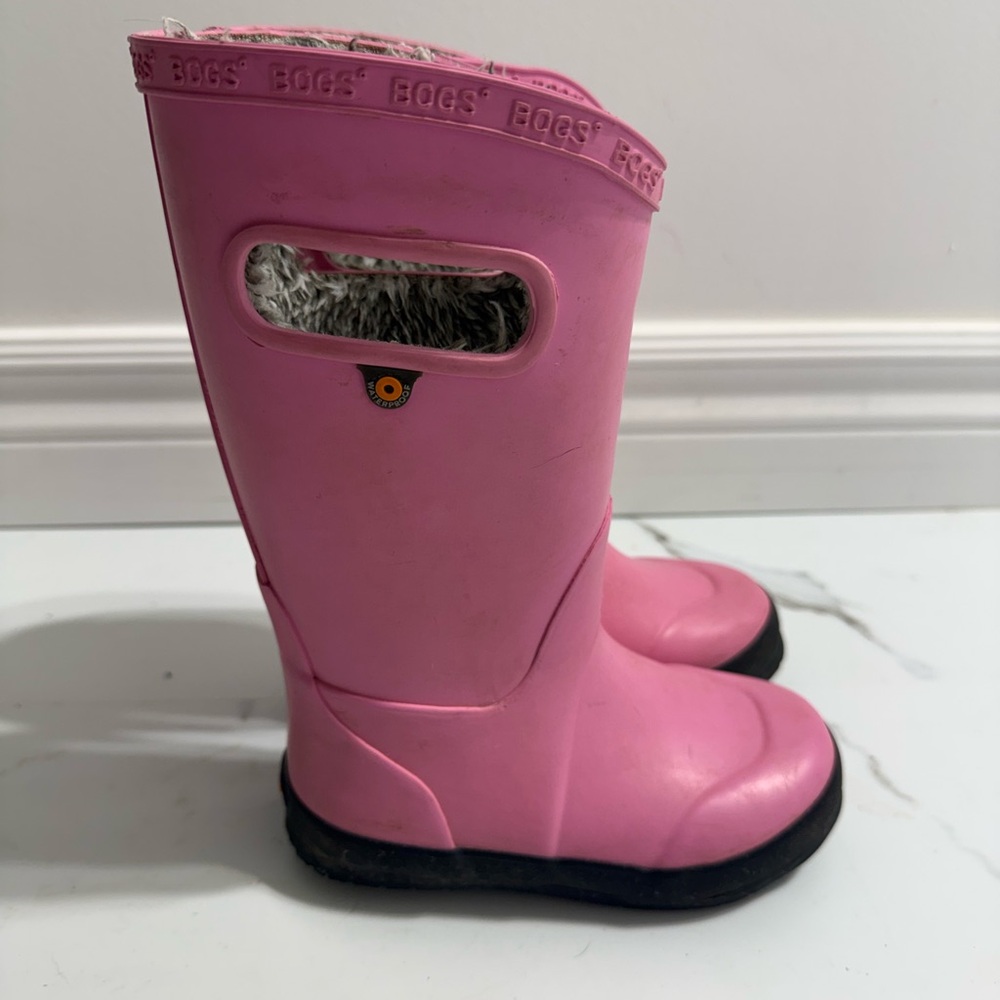 Bogs Kids' Pink Waterproof Boots - Sherpa Lined